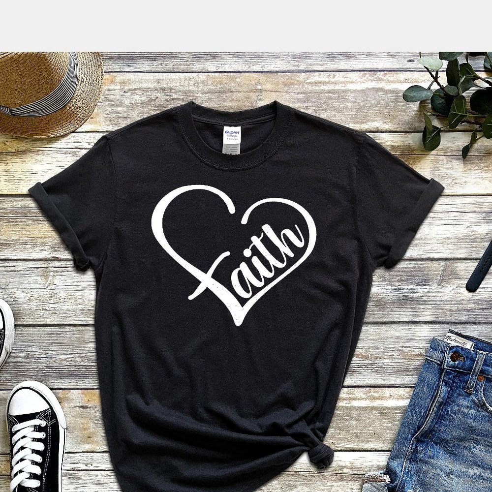 FAITH Adult UNISEX T-Shirt Tee Shirt Black